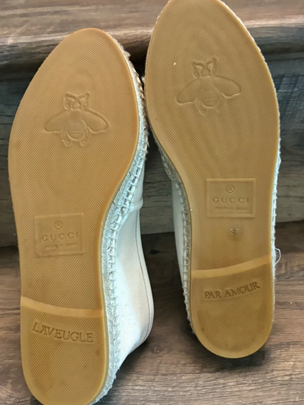 Gucci White Canvas Logo Espadrille Flats with Green and Red Stripe - Picture 8 of 9